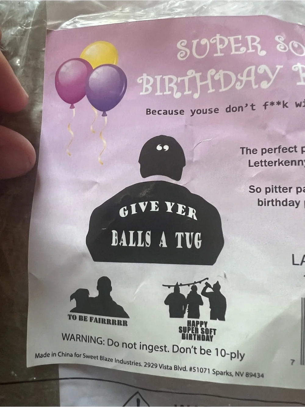 Letterkenny Super Soft Birthday Decor/Balloons